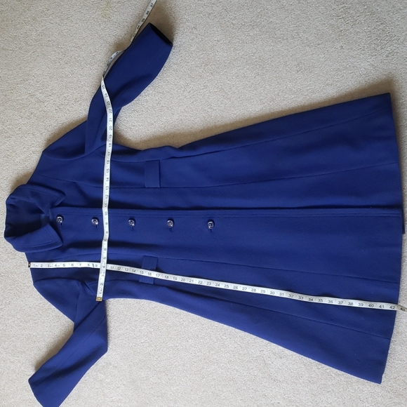 GUC Fashionbilt Long Cobalt Blue 100% Wool Coat, Size S. - Picture 2 of 11